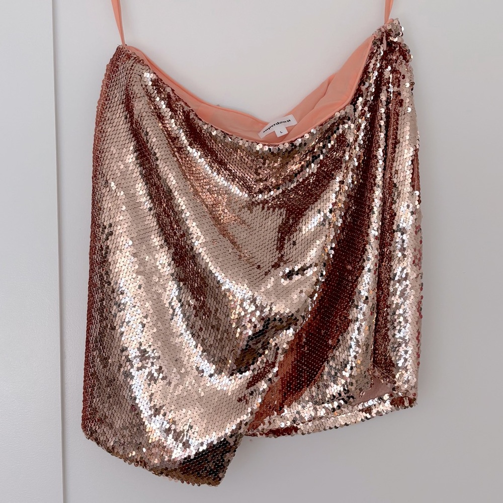 Superdown Rose Gold / Pink Sequin Skirt | US L